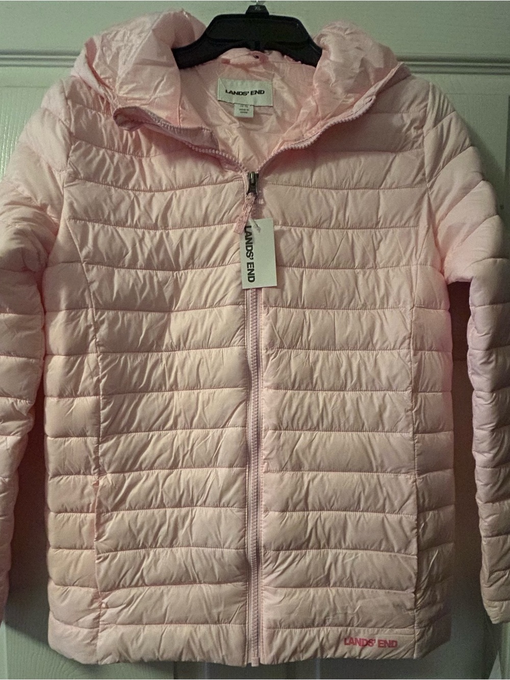 Lands' End Girls Pale Pink Lightweight Packable Puffer Jacket